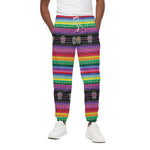 Sugar Skull Mexican Serape Pattern Print Cotton Pants