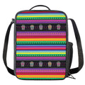 Sugar Skull Mexican Serape Pattern Print Crossbody Lunch Bag