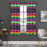 Sugar Skull Mexican Serape Pattern Print Curtain