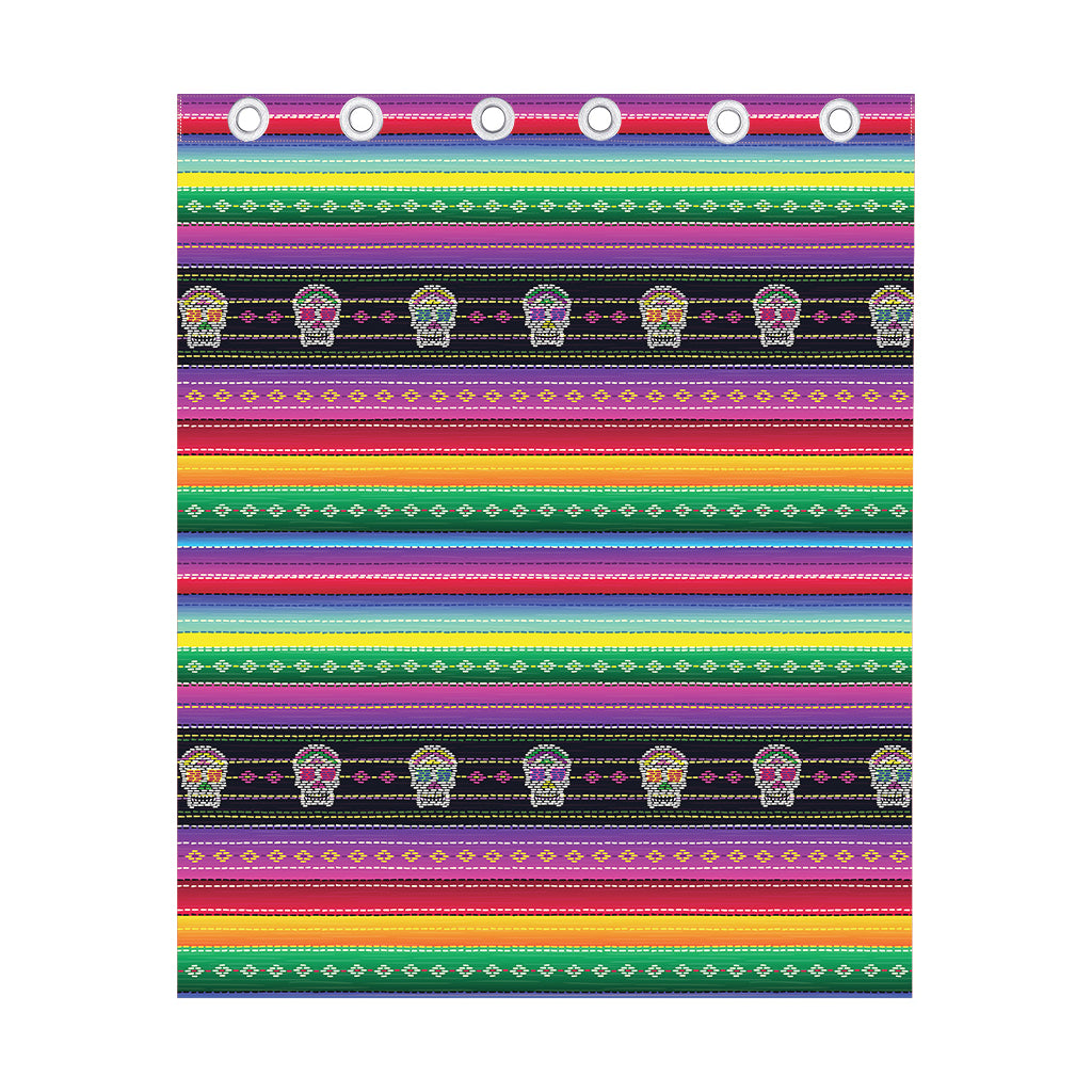 Sugar Skull Mexican Serape Pattern Print Curtain