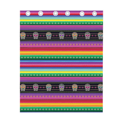 Sugar Skull Mexican Serape Pattern Print Curtain