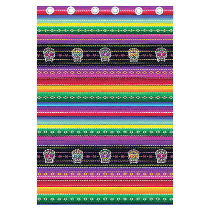 Sugar Skull Mexican Serape Pattern Print Curtain