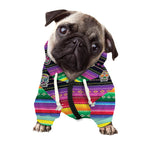 Sugar Skull Mexican Serape Pattern Print Dog Zip Up Hoodie