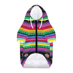 Sugar Skull Mexican Serape Pattern Print Dog Zip Up Hoodie