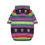 Sugar Skull Mexican Serape Pattern Print Dog Zip Up Hoodie