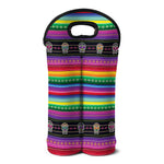 Sugar Skull Mexican Serape Pattern Print Double Neoprene Wine Tote