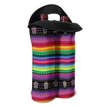 Sugar Skull Mexican Serape Pattern Print Double Neoprene Wine Tote