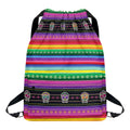 Sugar Skull Mexican Serape Pattern Print Drawstring Backpack