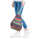 Sugar Skull Mexican Serape Pattern Print Drawstring Bag