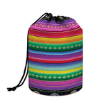 Sugar Skull Mexican Serape Pattern Print Drawstring Makeup Bag