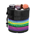 Sugar Skull Mexican Serape Pattern Print Drawstring Makeup Bag