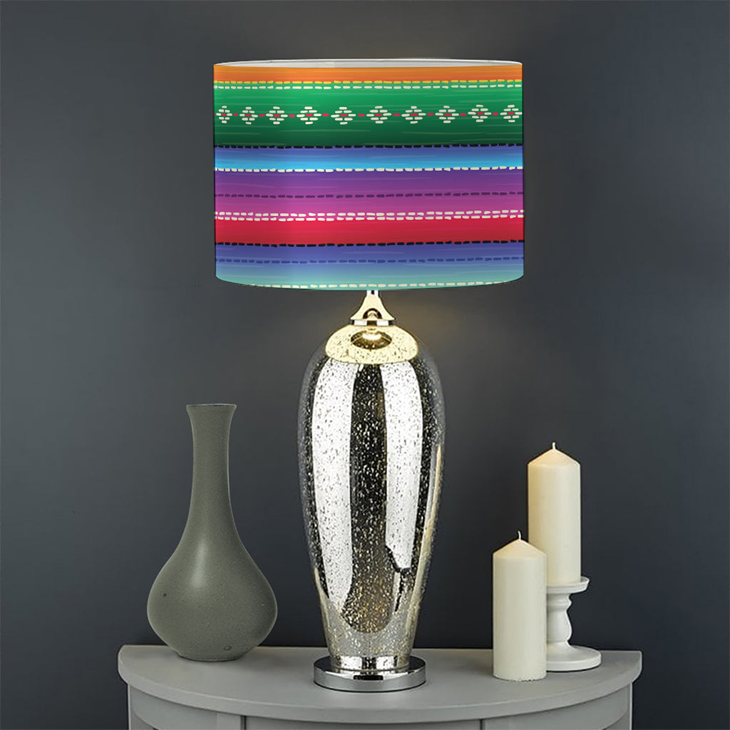Sugar Skull Mexican Serape Pattern Print Drum Lamp Shade