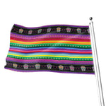 Sugar Skull Mexican Serape Pattern Print Flag