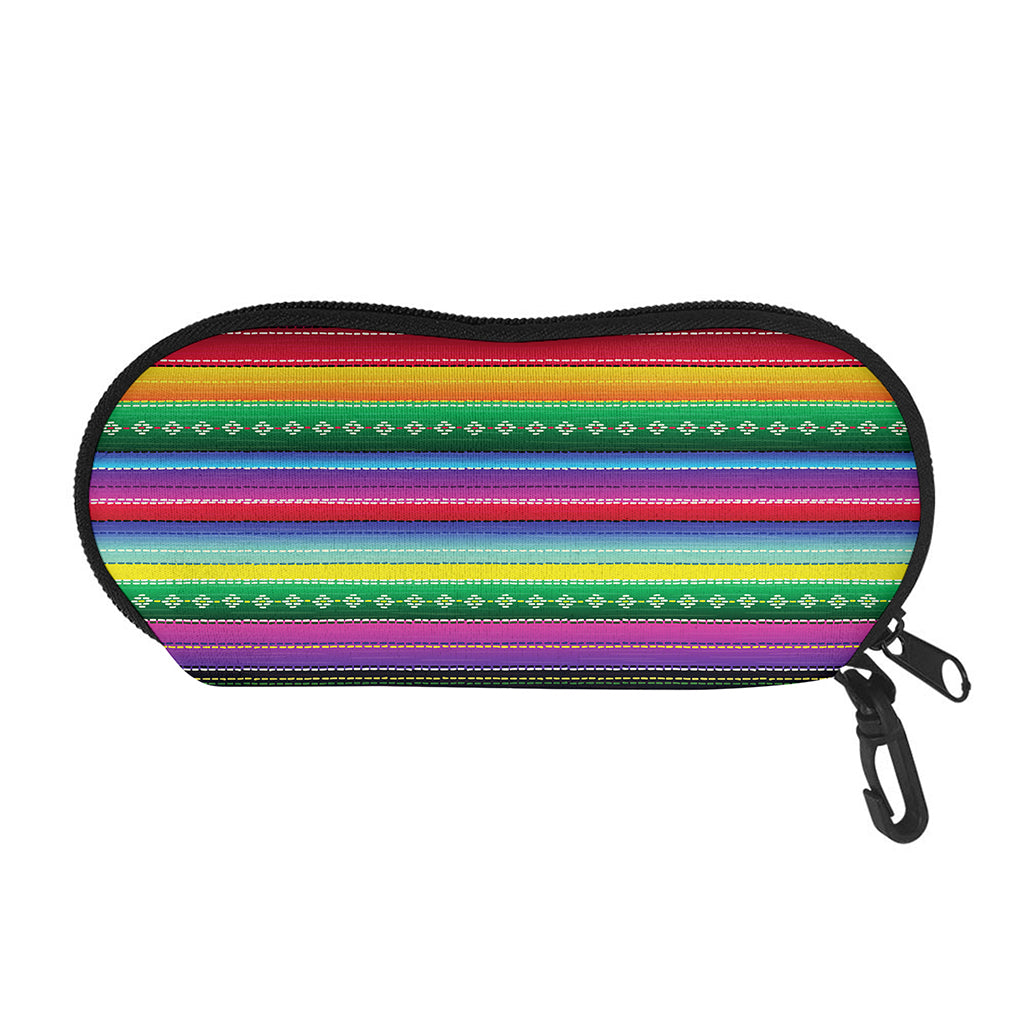 Sugar Skull Mexican Serape Pattern Print Glasses Case