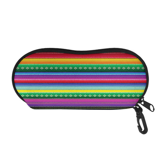 Sugar Skull Mexican Serape Pattern Print Glasses Case