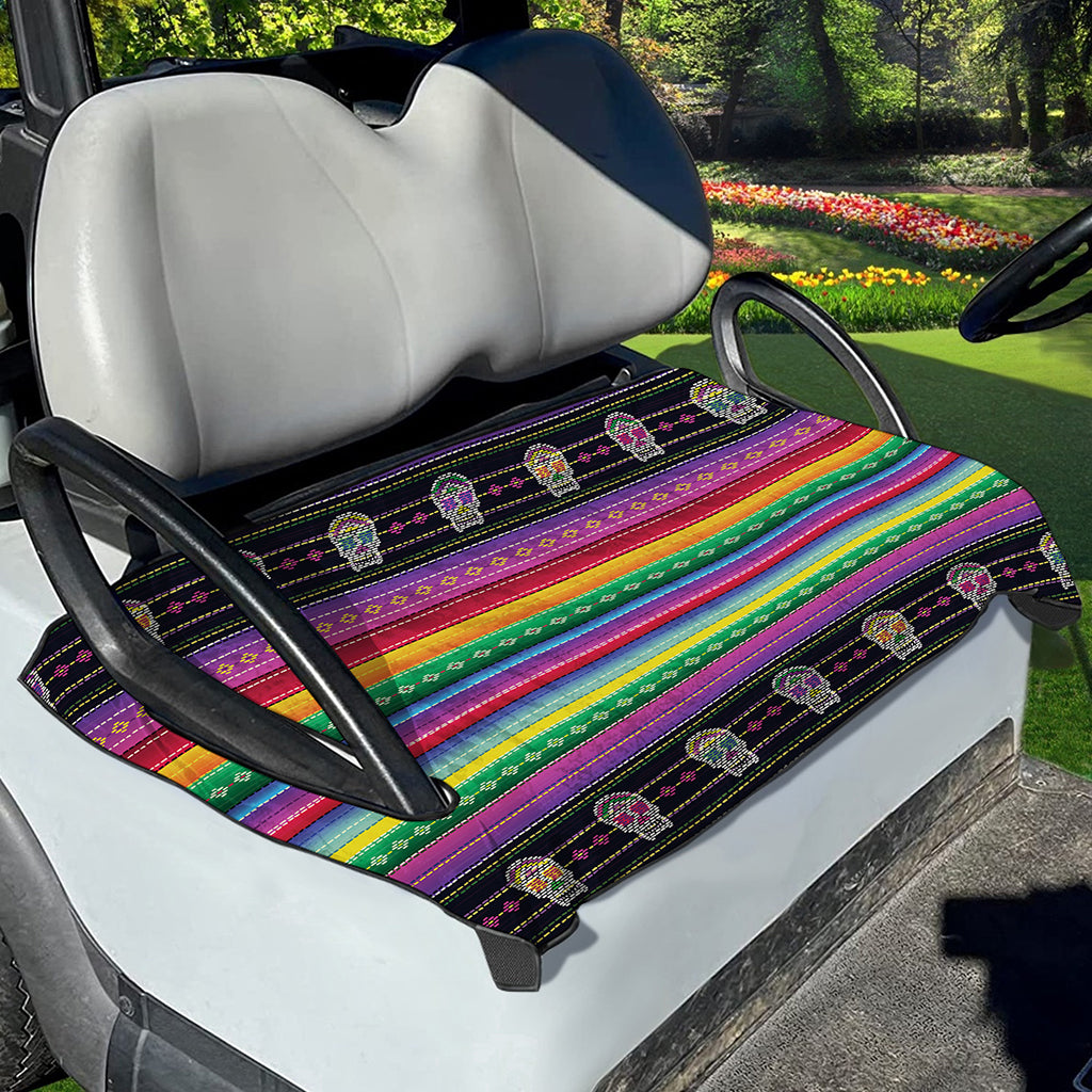Sugar Skull Mexican Serape Pattern Print Golf Cart Seat Cover