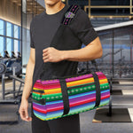 Sugar Skull Mexican Serape Pattern Print Gym Bag