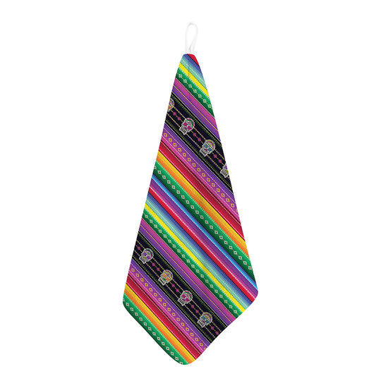 Sugar Skull Mexican Serape Pattern Print Hand Towel