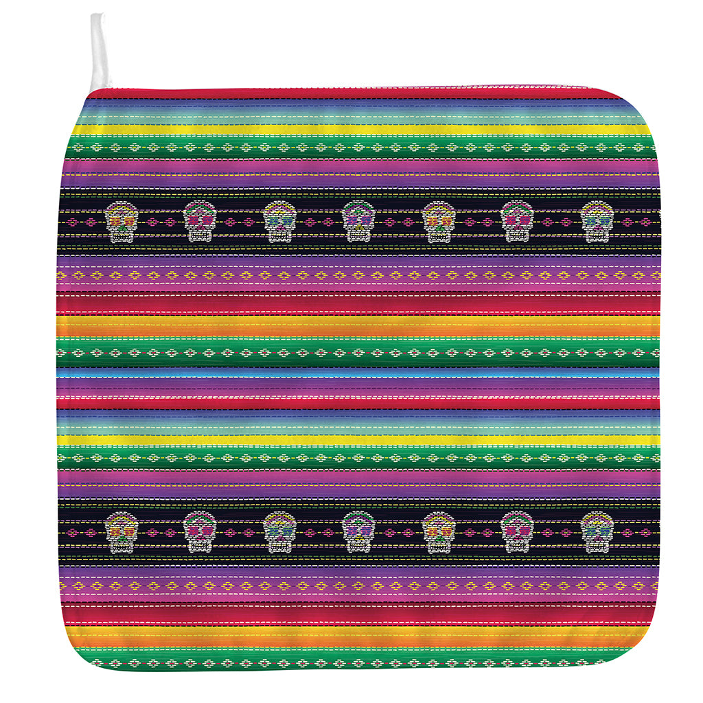 Sugar Skull Mexican Serape Pattern Print Hand Towel
