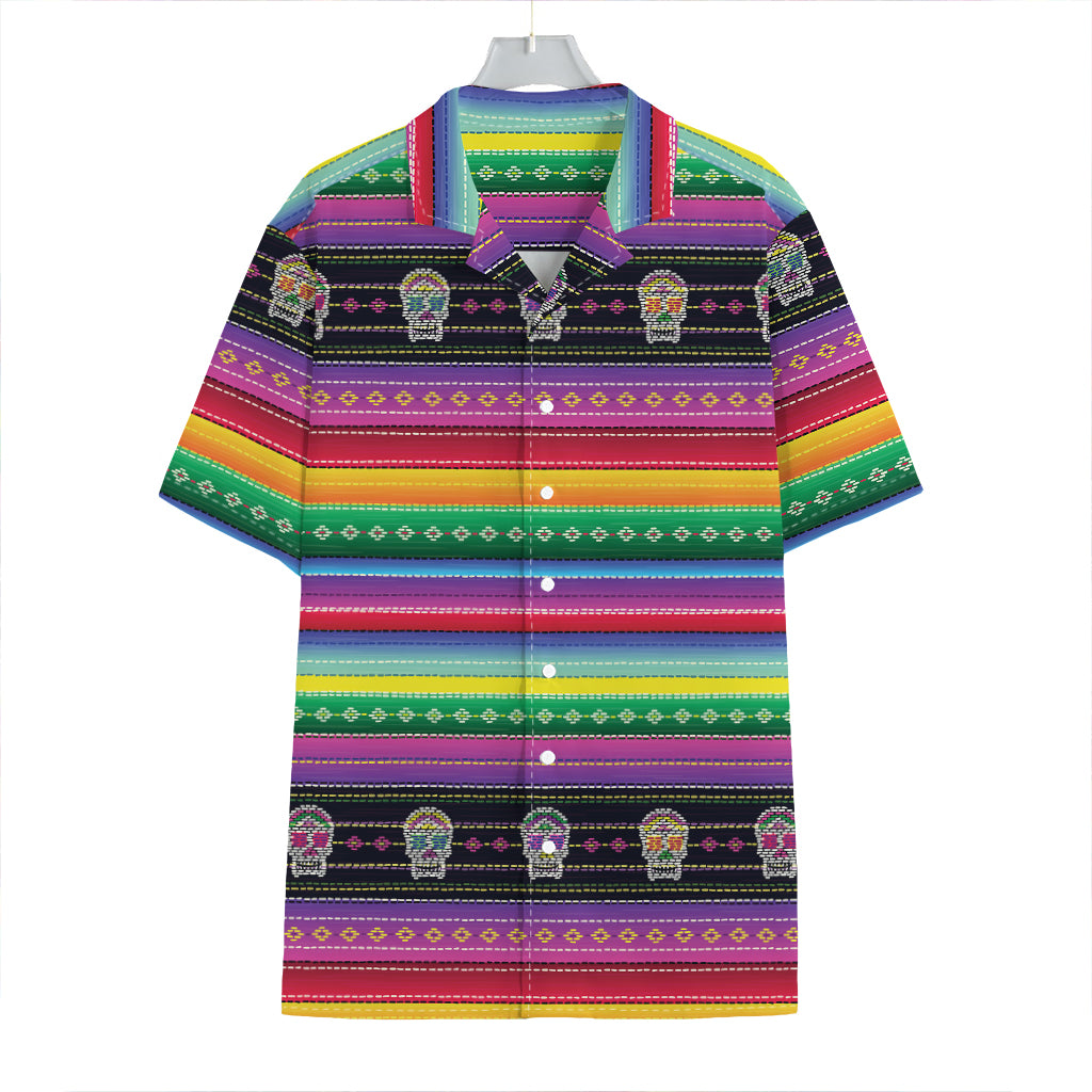 Sugar Skull Mexican Serape Pattern Print Hawaiian Shirt