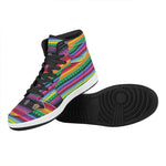 Sugar Skull Mexican Serape Pattern Print High Top Leather Sneakers