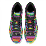 Sugar Skull Mexican Serape Pattern Print High Top Leather Sneakers
