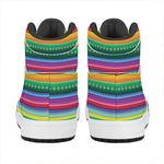 Sugar Skull Mexican Serape Pattern Print High Top Leather Sneakers