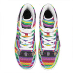 Sugar Skull Mexican Serape Pattern Print High Top Leather Sneakers