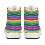 Sugar Skull Mexican Serape Pattern Print High Top Leather Sneakers