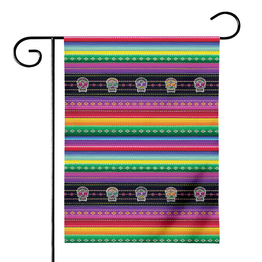 Sugar Skull Mexican Serape Pattern Print House Flag