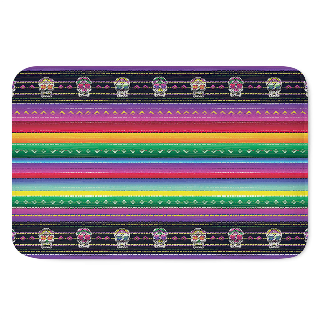 Sugar Skull Mexican Serape Pattern Print Indoor Door Mat