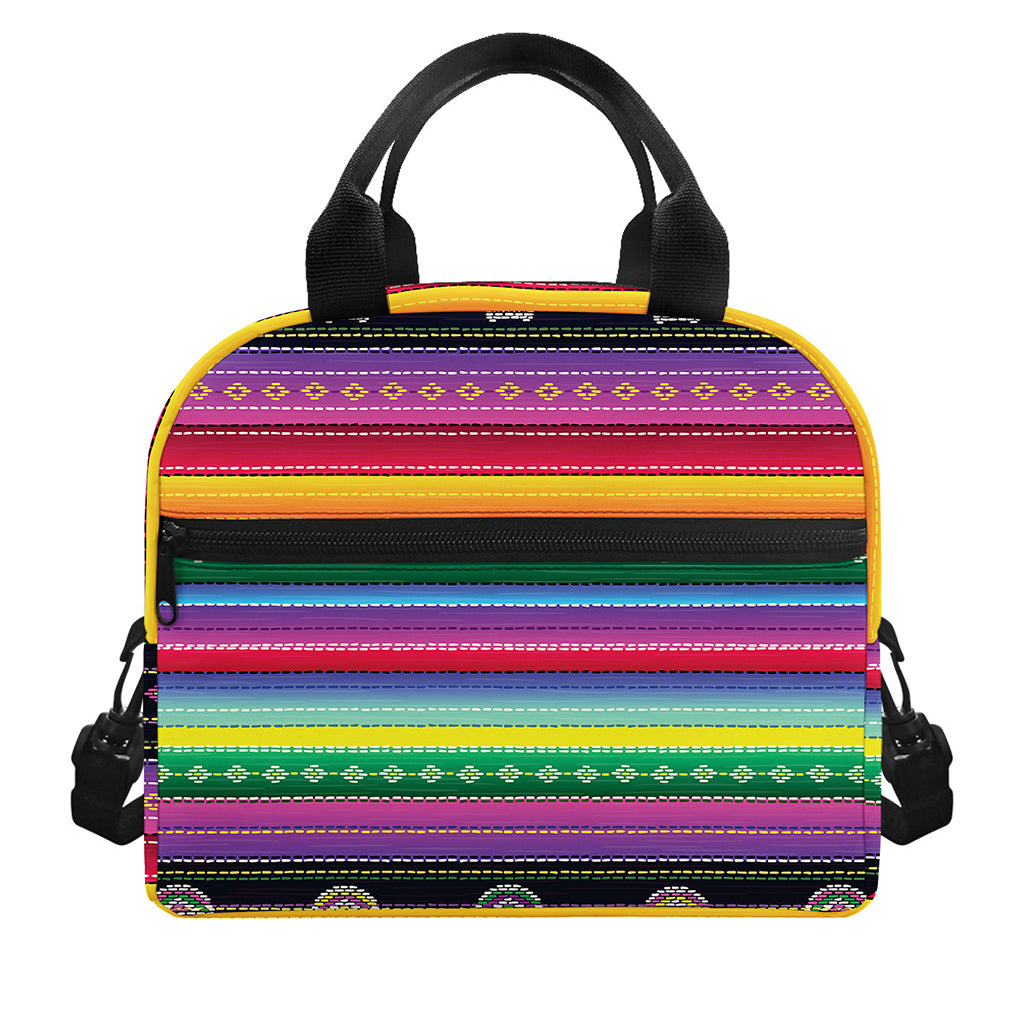 Sugar Skull Mexican Serape Pattern Print Insulated Lunch Bag