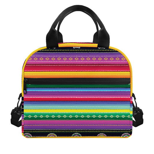 Sugar Skull Mexican Serape Pattern Print Insulated Lunch Bag