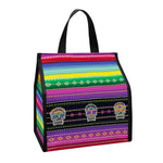 Sugar Skull Mexican Serape Pattern Print Insulated Lunch Tote