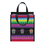 Sugar Skull Mexican Serape Pattern Print Insulated Lunch Tote