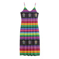 Sugar Skull Mexican Serape Pattern Print Jersey Midi Cami Dress