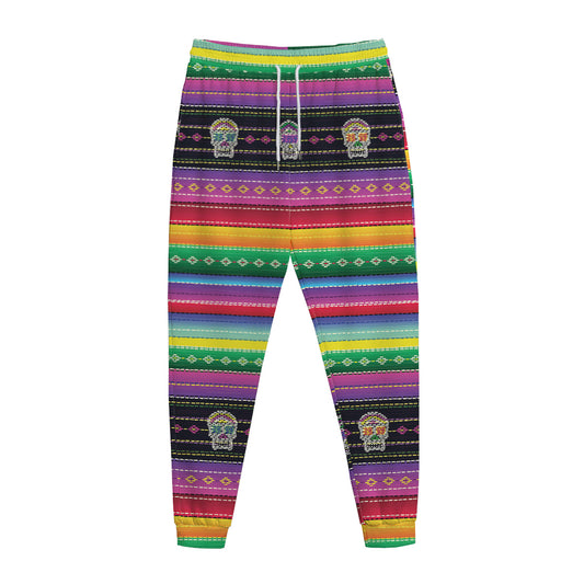 Sugar Skull Mexican Serape Pattern Print Jogger Pants