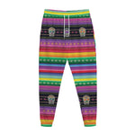Sugar Skull Mexican Serape Pattern Print Jogger Pants