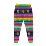 Sugar Skull Mexican Serape Pattern Print Jogger Pants