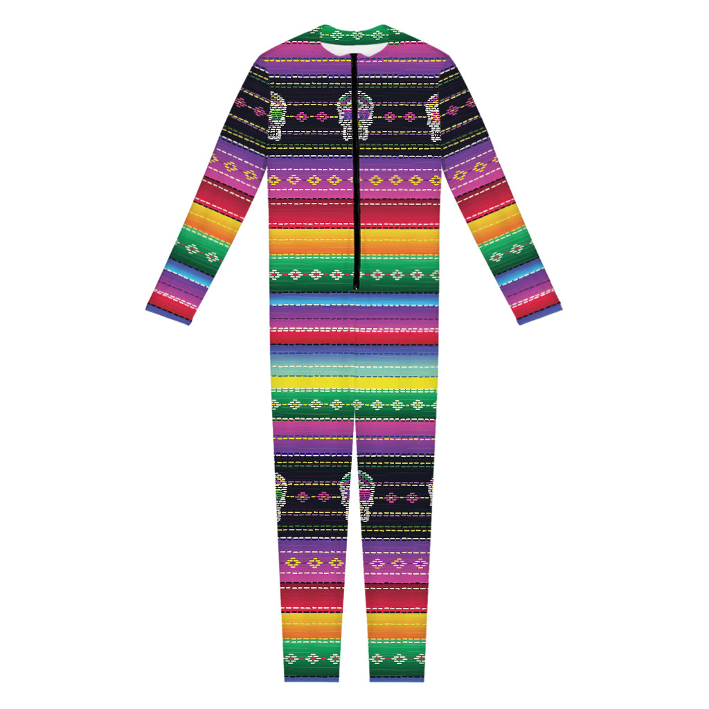 Sugar Skull Mexican Serape Pattern Print Jumpsuit