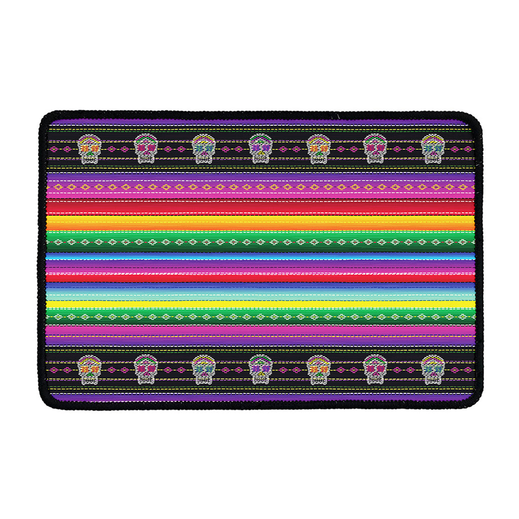 Sugar Skull Mexican Serape Pattern Print Kitchen Mat