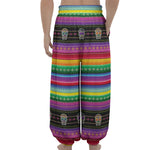 Sugar Skull Mexican Serape Pattern Print Lantern Pants