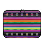 Sugar Skull Mexican Serape Pattern Print Laptop Sleeve