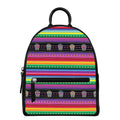 Sugar Skull Mexican Serape Pattern Print Leather Backpack