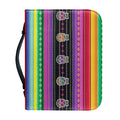 Sugar Skull Mexican Serape Pattern Print Leather Bible Cover