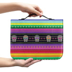 Sugar Skull Mexican Serape Pattern Print Leather Bible Cover