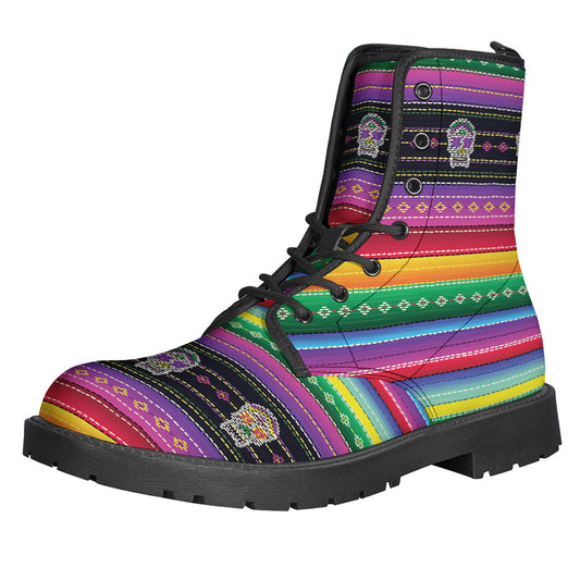 Sugar Skull Mexican Serape Pattern Print Backpack