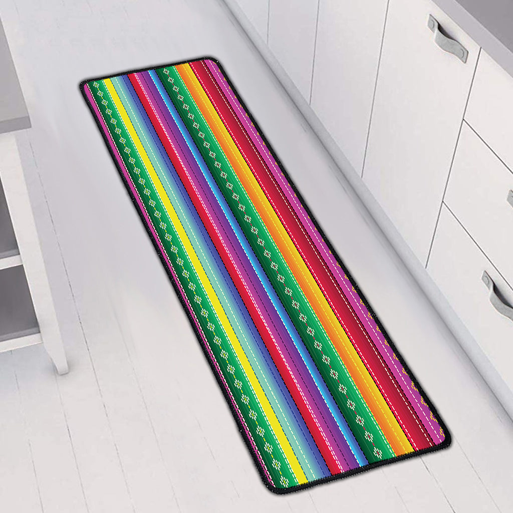 Sugar Skull Mexican Serape Pattern Print Long Kitchen Mat