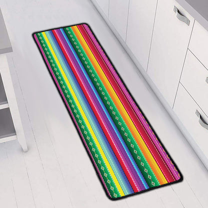 Sugar Skull Mexican Serape Pattern Print Long Kitchen Mat