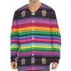 Sugar Skull Mexican Serape Pattern Print Long Sleeve Baseball Jersey